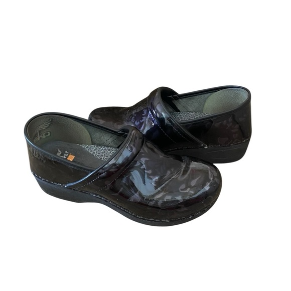 Dansko Black and Purple Patterned Mules - Picture 4 of 8